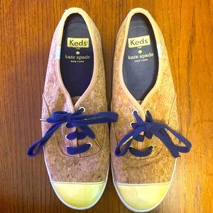 Kate Spade For Keds. Cork sneakers with blue laces. Never Worn!